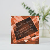 長方形や傾斜した不規則な形、ベージュとゴールド 招待状 (スタンド正面)