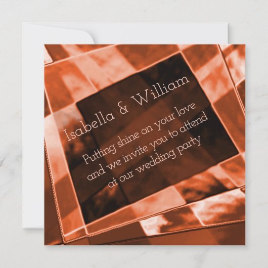 長方形や傾斜した不規則な形、ベージュとゴールド 招待状 (正面)