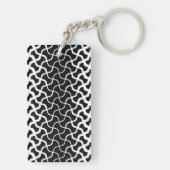 長方形アクリルブラック&ホワイト抽象芸術キーチェーン キーホルダー (裏面)