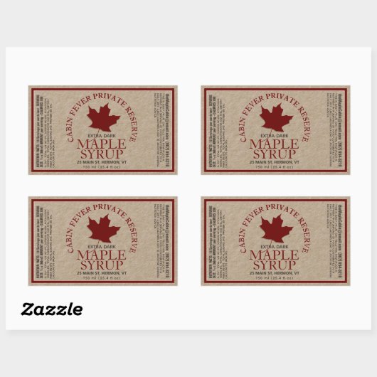 長方形クラフトメープルシロップと栄養ファクト 長方形シール (シート)