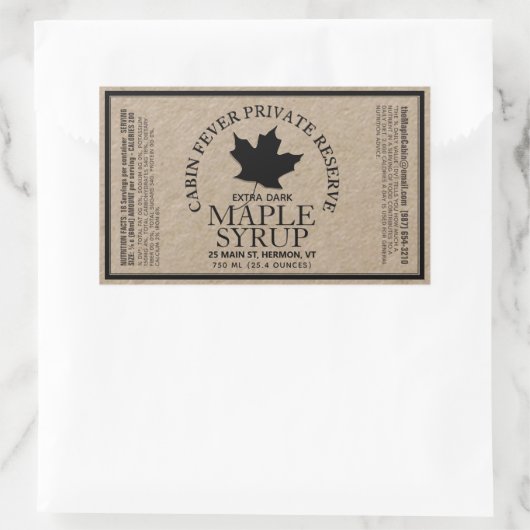 長方形クラフトメープルシロップ栄養事実付きR 長方形シール (バッグ)
