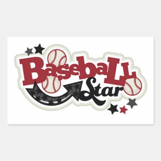 長方形ステッカー/ベースボールスター 長方形シール (正面)