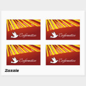 長方形ステッカー、確認、赤の鳩 長方形シール (シート)