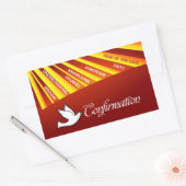 長方形ステッカー、確認、赤の鳩 長方形シール (封筒)