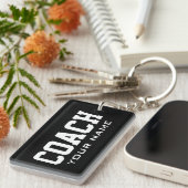 長方形スポーツコーチのキーチェーン(名前をカスタムする) キーホルダー (正面右)