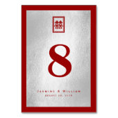 長方形ダブルハピネス中国のシルバー結婚ズ テーブルナンバー (裏面)