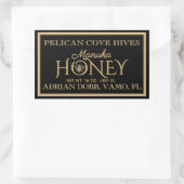 長方形ハニーラベルブラック金ゴールドヴィンテージビー 長方形シール (バッグ)