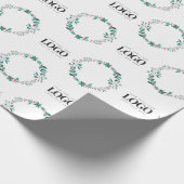 長方形ビジネスロゴクリスマスホリデーリース ラッピングペーパー (角)