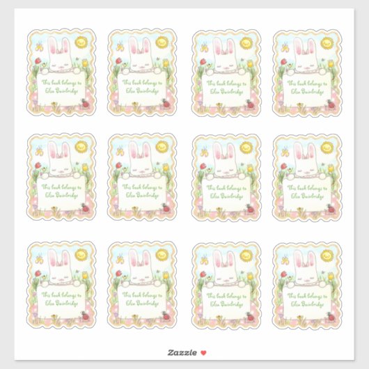 長方形ピンクバニー製本板 シール (シート)