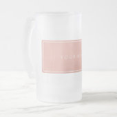 長方形ピンクローズ金ゴールド粉末金属 フロストグラスビールジョッキ (正面左)