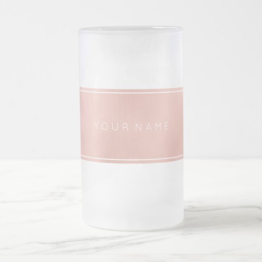 長方形ピンクローズ金ゴールド粉末金属 フロストグラスビールジョッキ (中央)