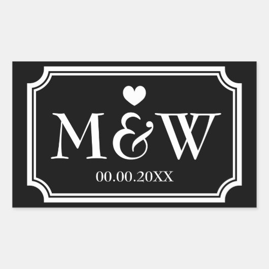 長方形モノグラム結婚式の引き出物シール 長方形シール (正面)