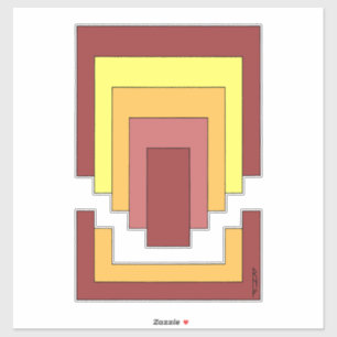 長方形数々の抽象芸術色(70sスタイル) シール