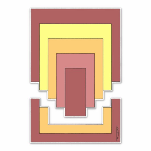 長方形数々の抽象芸術色(70sスタイル) シール (正面)