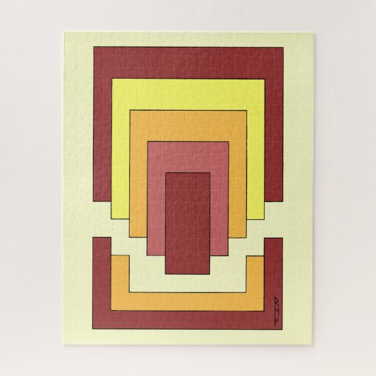 長方形数々の抽象芸術色(70sスタイル) ジグソーパズル (縦)