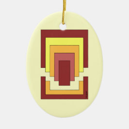 長方形数々の抽象芸術色(70sスタイル) セラミックオーナメント