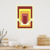 長方形数々の抽象芸術色(70sスタイル) ポスター (キッチン)