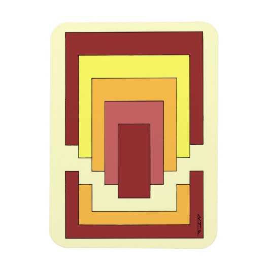 長方形数々の抽象芸術色(70sスタイル) マグネット (縦)