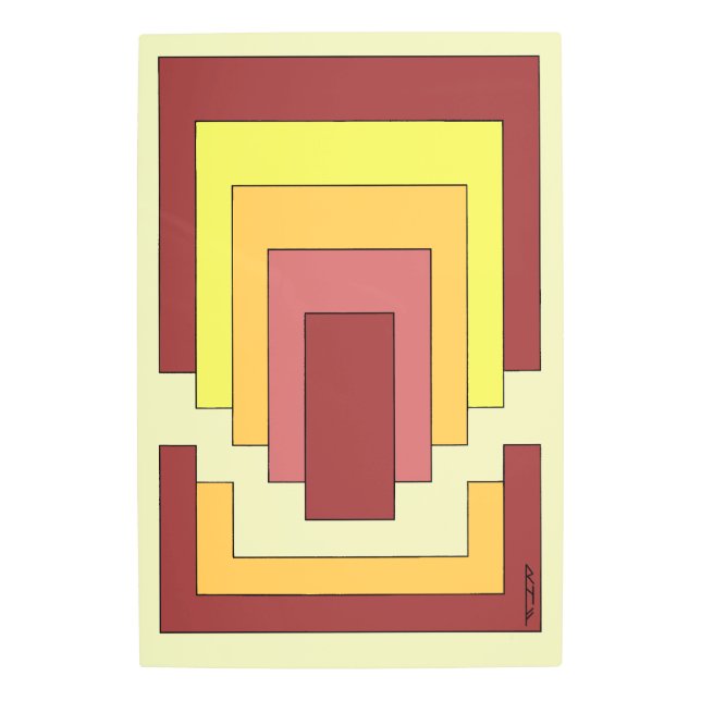 長方形数々の抽象芸術色(70sスタイル) メタルプリント (正面)