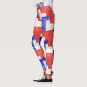 長方形赤白青継ぎ目なしパターン レギンス (左)