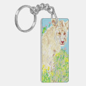 長方形（両面）キーチェーンアフリカライオン キーホルダー (正面左)