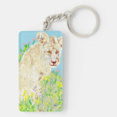 長方形（両面）キーチェーンアフリカライオン キーホルダー (裏面)