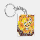 長方形（両面）キーチェーンライオン キーホルダー (正面左)