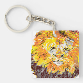 長方形（両面）キーチェーンライオン キーホルダー