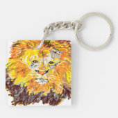 長方形（両面）キーチェーンライオン キーホルダー (裏面)