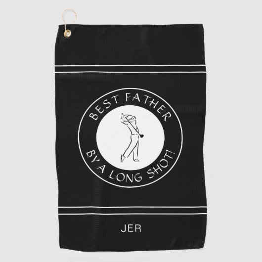 長最高のいショットかわいい黒と白の男性の父親 ゴルフタオル (正面)