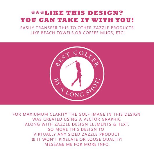 長最高のいショットのレディースピンクのゴルファーモノグラムの ゴルフタオル