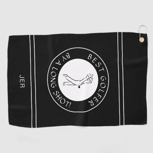長最高の射的な白黒のゴルファーカスタム ゴルフタオル (横)
