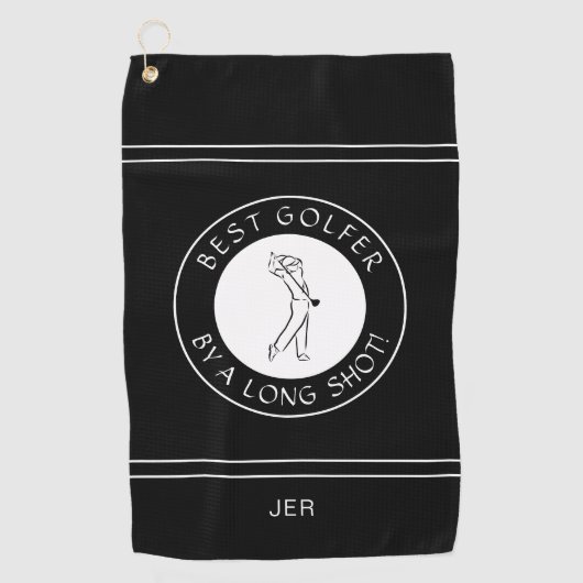 長最高の射的な白黒のゴルファーカスタム ゴルフタオル (正面)