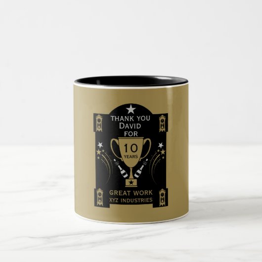 長期就労サービス認定 ツートーンマグカップ (中央)