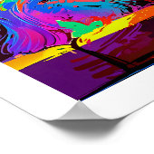 長椅子にペルシャ猫 ポスター (角)