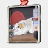 長毛のタキシード猫 メタルオーナメント (左)