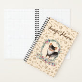 長毛のチワワワドッグパウプリント&フローラカワイト ノートブック (内側)