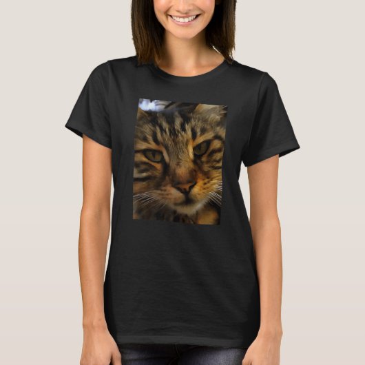 長毛のトラ猫の芸術的なペットの肖像画 Tシャツ (正面)
