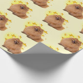 長毛のペキン犬が星 ラッピングペーパー (角)