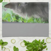 長毛グレイロシアのブルー キッチンタオル (折り畳み)