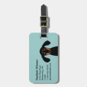 長毛ダックシュント子犬 ラゲッジタグ (正面縦)