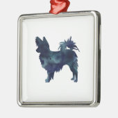 長毛チワフアウォーター色ブラックシルエット メタルオーナメント (左)