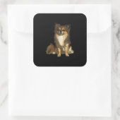 長毛千華可愛い漫画グラフィックドッグ スクエアシール (バッグ)