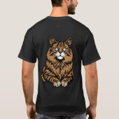 長毛威厳のある猫グラフィック Tシャツ (裏面)