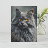 長毛威厳のある猫ポートレートデザイン カード (スタンド正面)