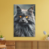 長毛威厳のある猫ポートレートデザイン キャンバスプリント (インサイチュ (リビング))