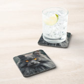 長毛威厳のある猫ポートレートデザイン コースター (右側)