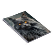 長毛威厳のある猫ポートレートデザイン ノートブック (右側)