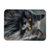 長毛威厳のある猫ポートレートデザイン マグネット (横)