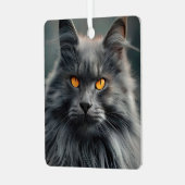 長毛威厳のある猫ポートレートデザイン メタルオーナメント (正面左)